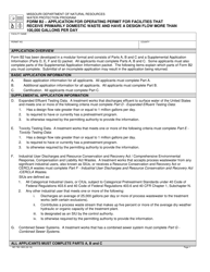 Document preview: Form B2 (MO780-1805) Application for Operating Permit for Facilities That Receive Primarily Domestic Waste and Have a Design Flow More Than 100,000 Gallons Per Day - Missouri
