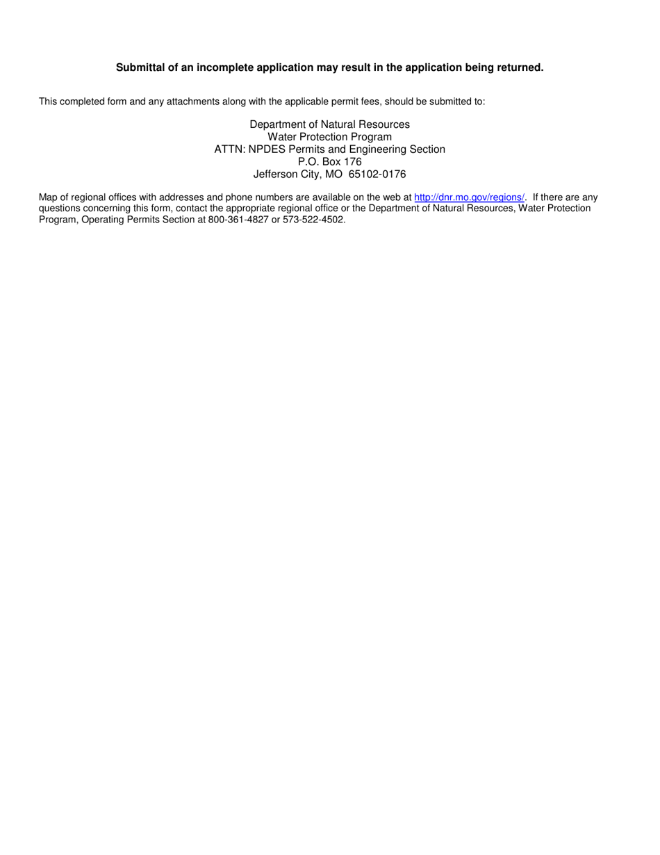 Form B2 (MO780-1805) Application for Operating Permit for Facilities That Receive Primarily Domestic Waste and Have a Design Flow More Than 100,000 Gallons Per Day - Missouri, Page 21