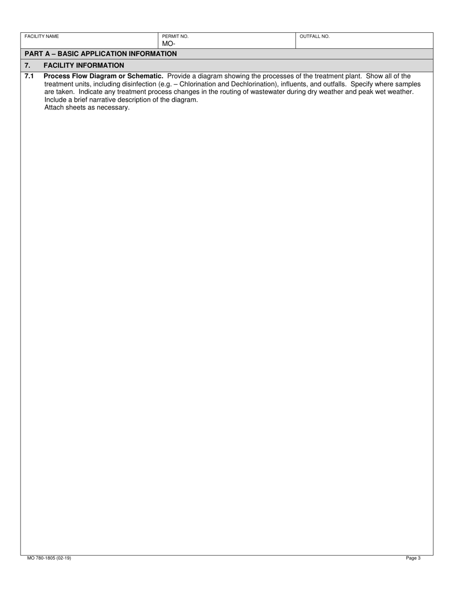 Form B2 (MO780-1805) Application for Operating Permit for Facilities That Receive Primarily Domestic Waste and Have a Design Flow More Than 100,000 Gallons Per Day - Missouri, Page 3