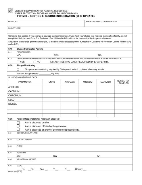 Form S (MO780-2902) Section 6  Printable Pdf
