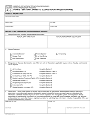 Form S (MO780-2897) Section 1 &quot;Domestic Sludge Reporting&quot; - Missouri