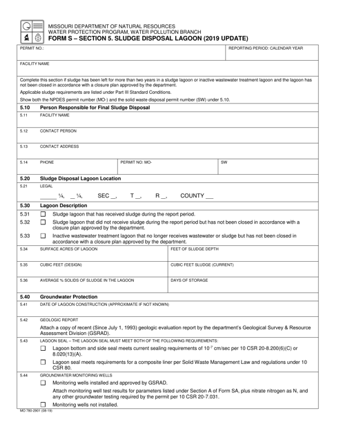 Form S (MO780-2901) Section 5  Printable Pdf