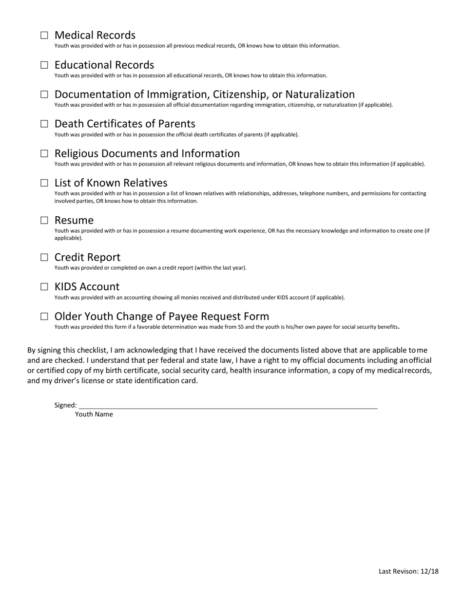 Form CD-272 Exit Packet and Personal Documentation Checklist - Missouri, Page 2