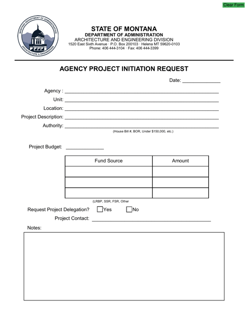 Agency Project Initiation Request Form - Montana Download Pdf