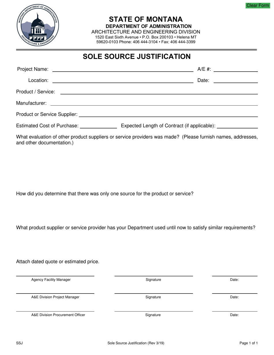 Source Justification Examples Montana Sole Source Justification - Fill Out, Sign Online and Download ...
