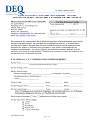 Document preview: Montana Air Quality Permit Application for Portable Sources - Montana