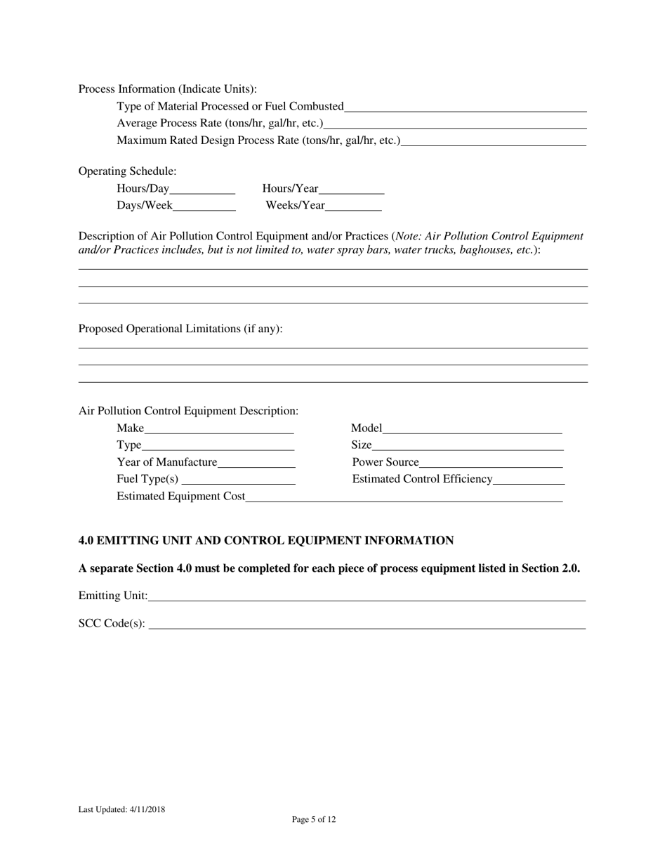 Montana Montana Air Quality Permit Application for Portable Sources ...