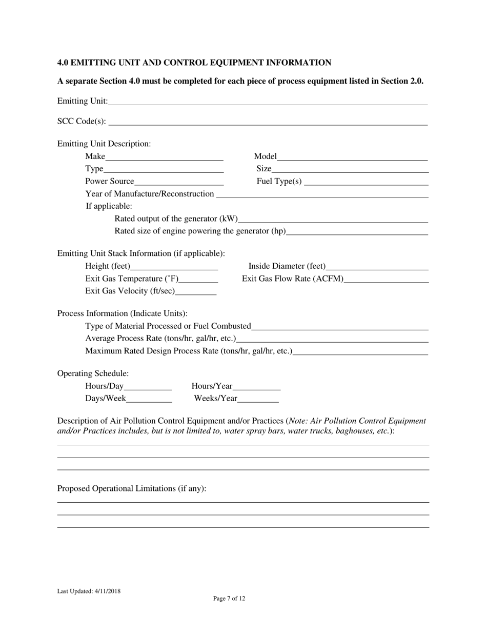 Montana Air Quality Permit Application for Portable Sources - Montana, Page 7