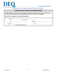 Montana Air Quality Registration Form for Oil and Gas Well Facilities - Montana, Page 6