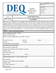 Form AR-CAFO &quot;Annual Report Form General Permit for Concentrated Annual Feeding Operations (Cafo Gp)&quot; - Montana