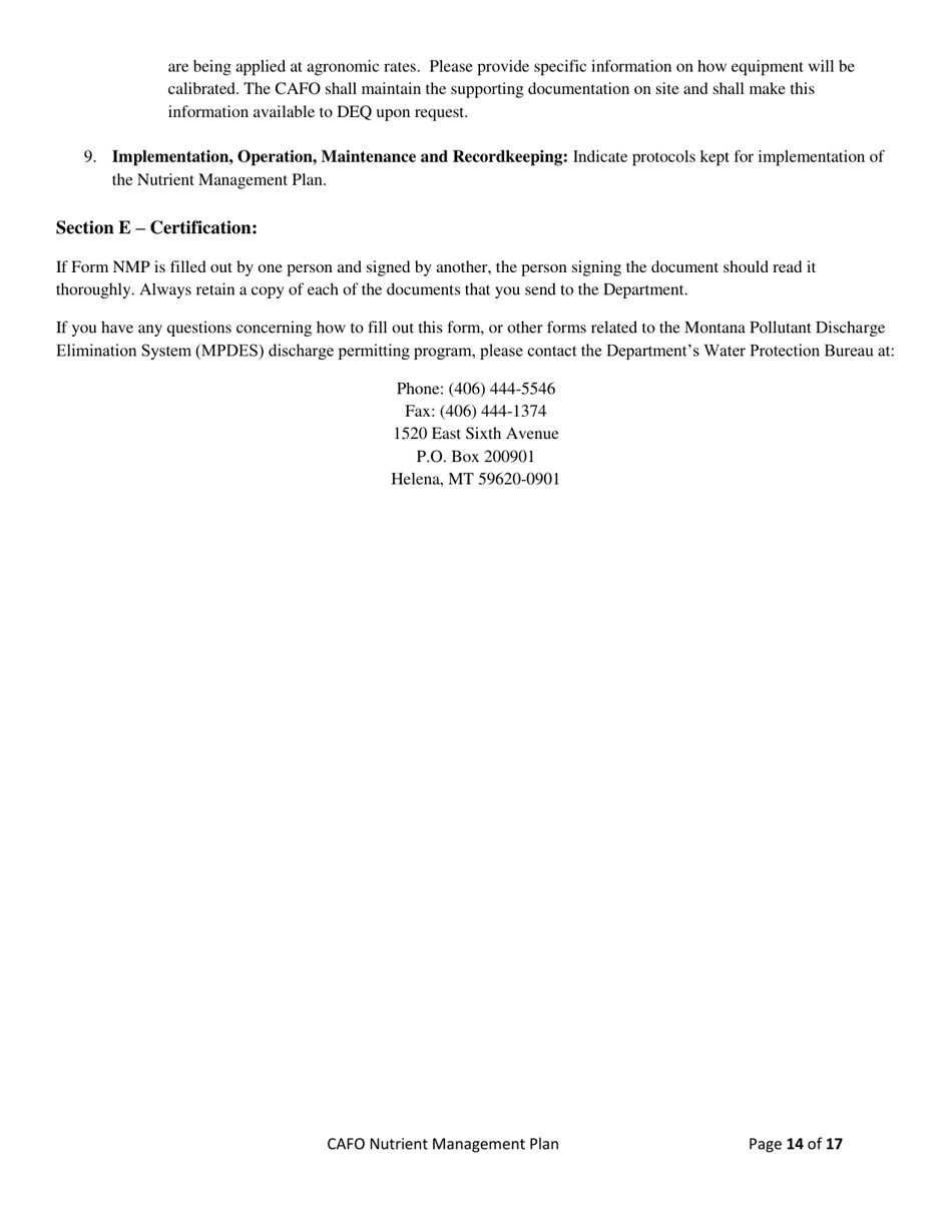 Form NMP Nutrient Management Plan - Montana, Page 14