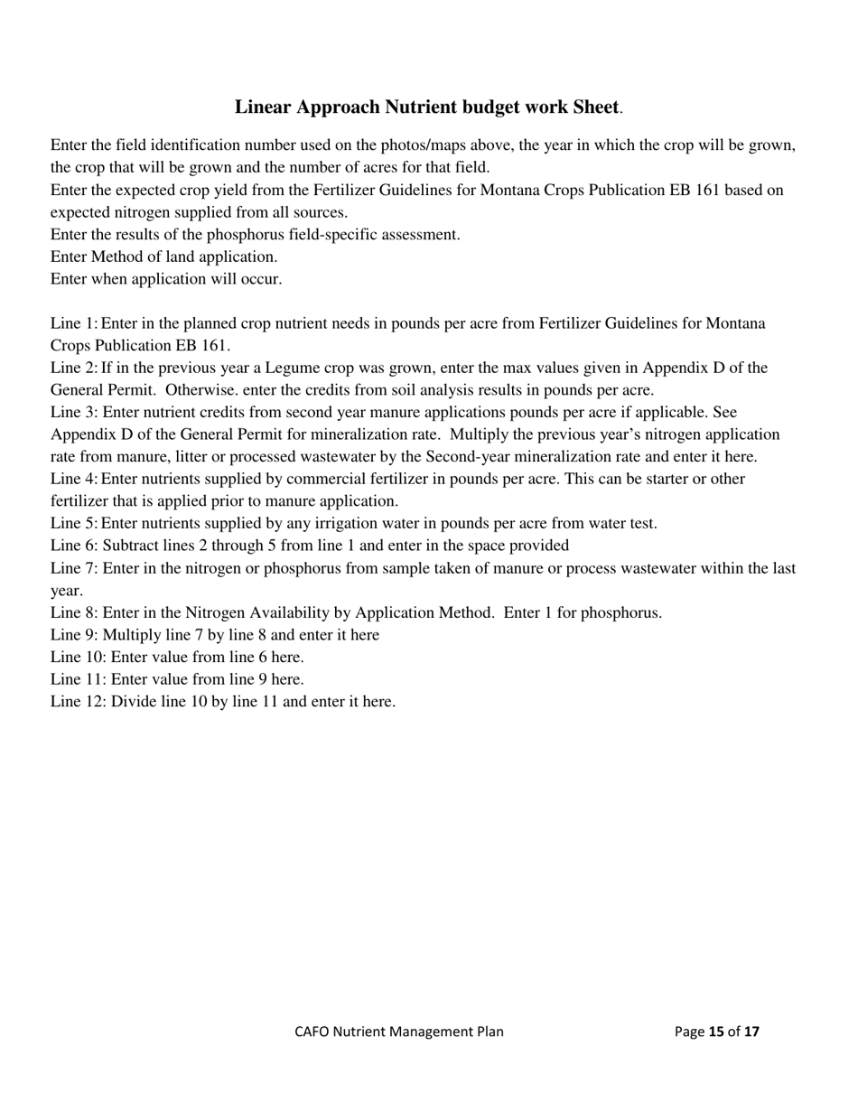 Form NMP Nutrient Management Plan - Montana, Page 15
