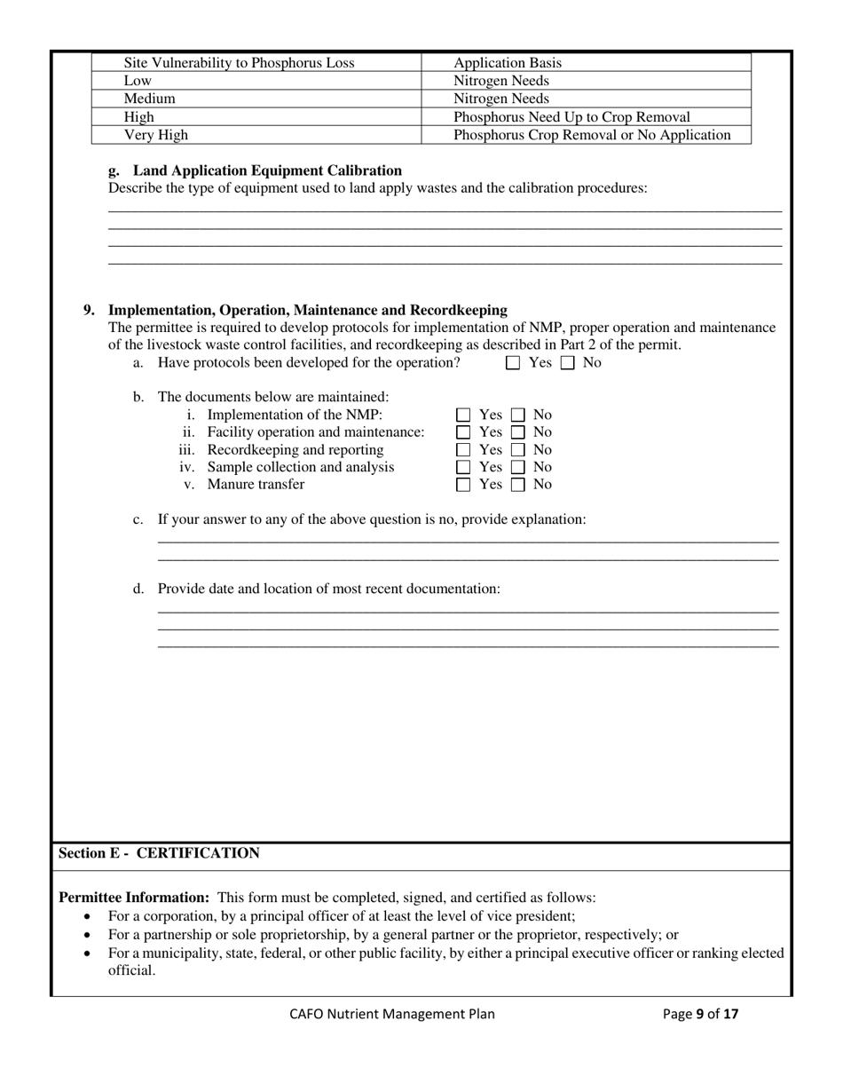 Form NMP Nutrient Management Plan - Montana, Page 9