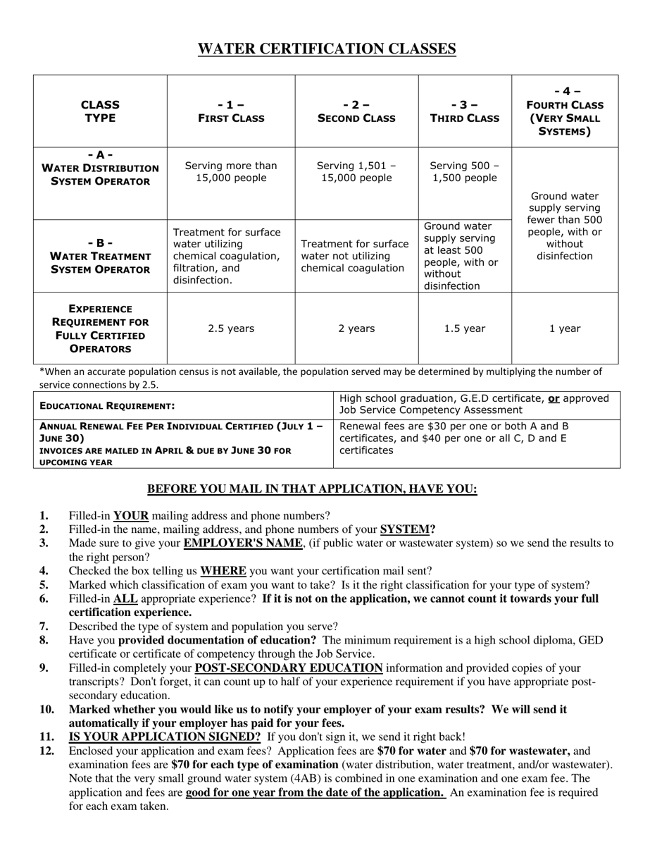 Montana Water Operator Certification Application Checklist Fill Out, Sign Online and Download