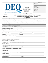 Form AR-SWI &quot;Annual Report Form - Multi-Sector General Permit for Storm Water Discharges Associated With Industrial Activity (Msgp) Mtr000000&quot; - Montana