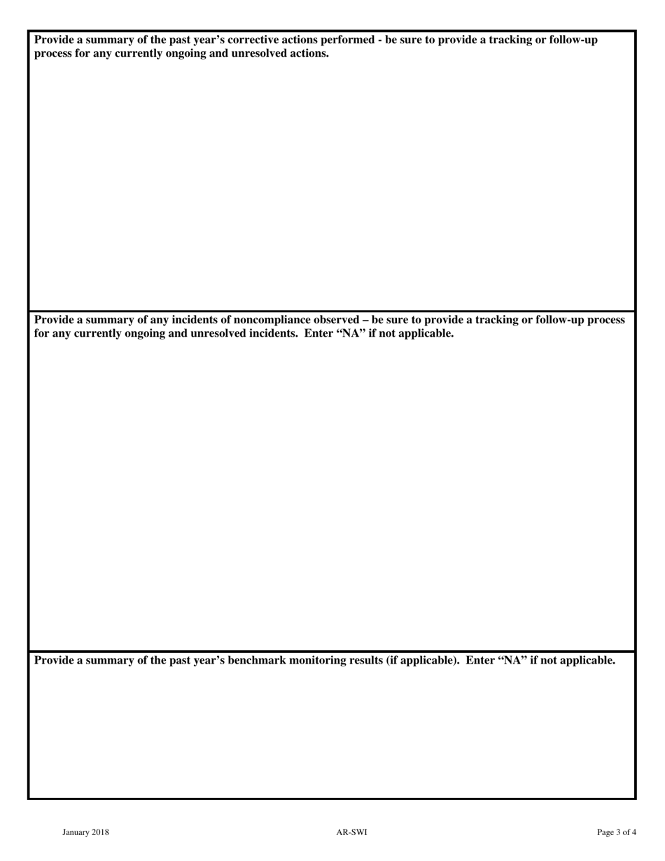 Form AR-SWI Annual Report Form - Multi-Sector General Permit for Storm Water Discharges Associated With Industrial Activity (Msgp) Mtr000000 - Montana, Page 3