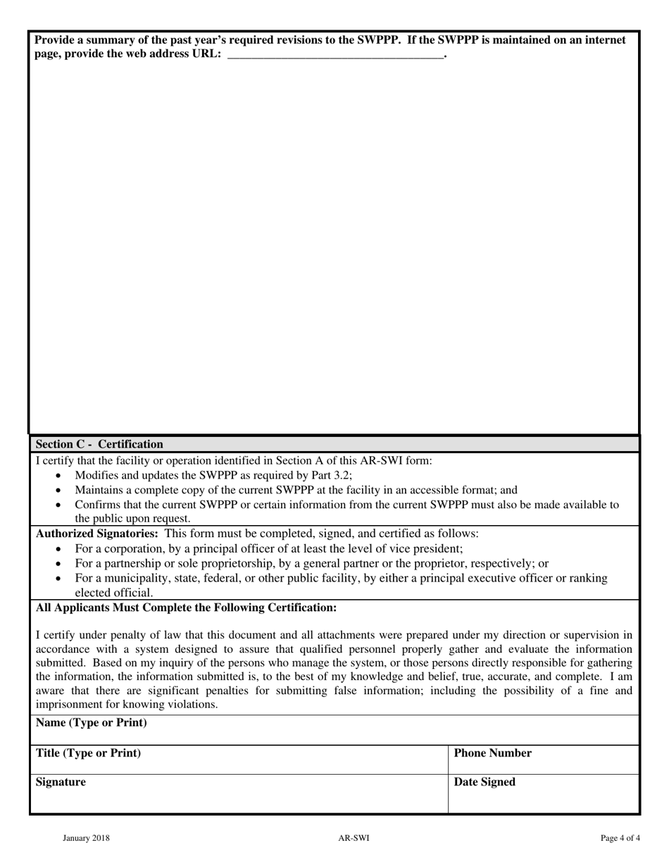 Form AR-SWI Annual Report Form - Multi-Sector General Permit for Storm Water Discharges Associated With Industrial Activity (Msgp) Mtr000000 - Montana, Page 4