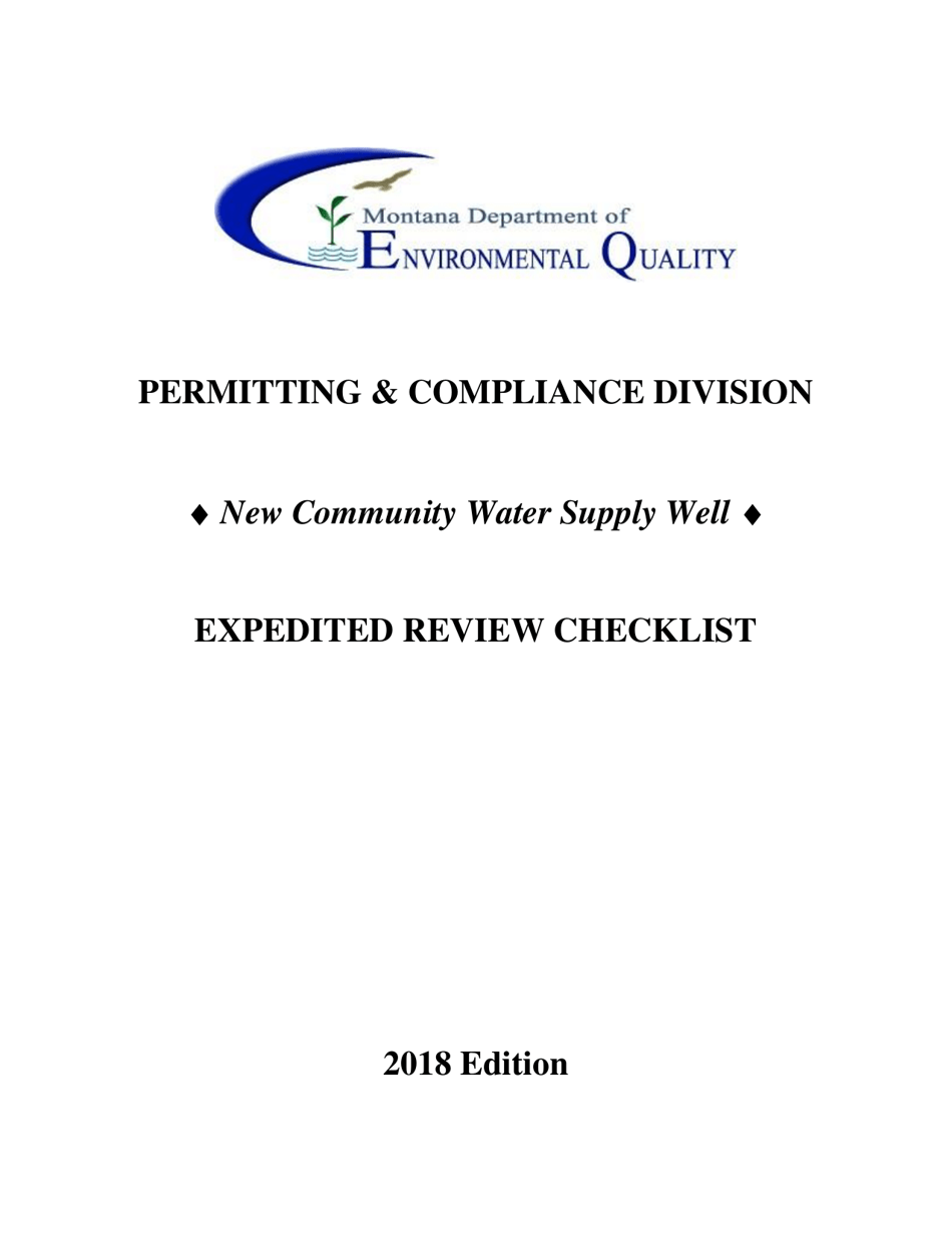 New Community Water Supply Well Expedited Review Checklist - Montana, Page 1