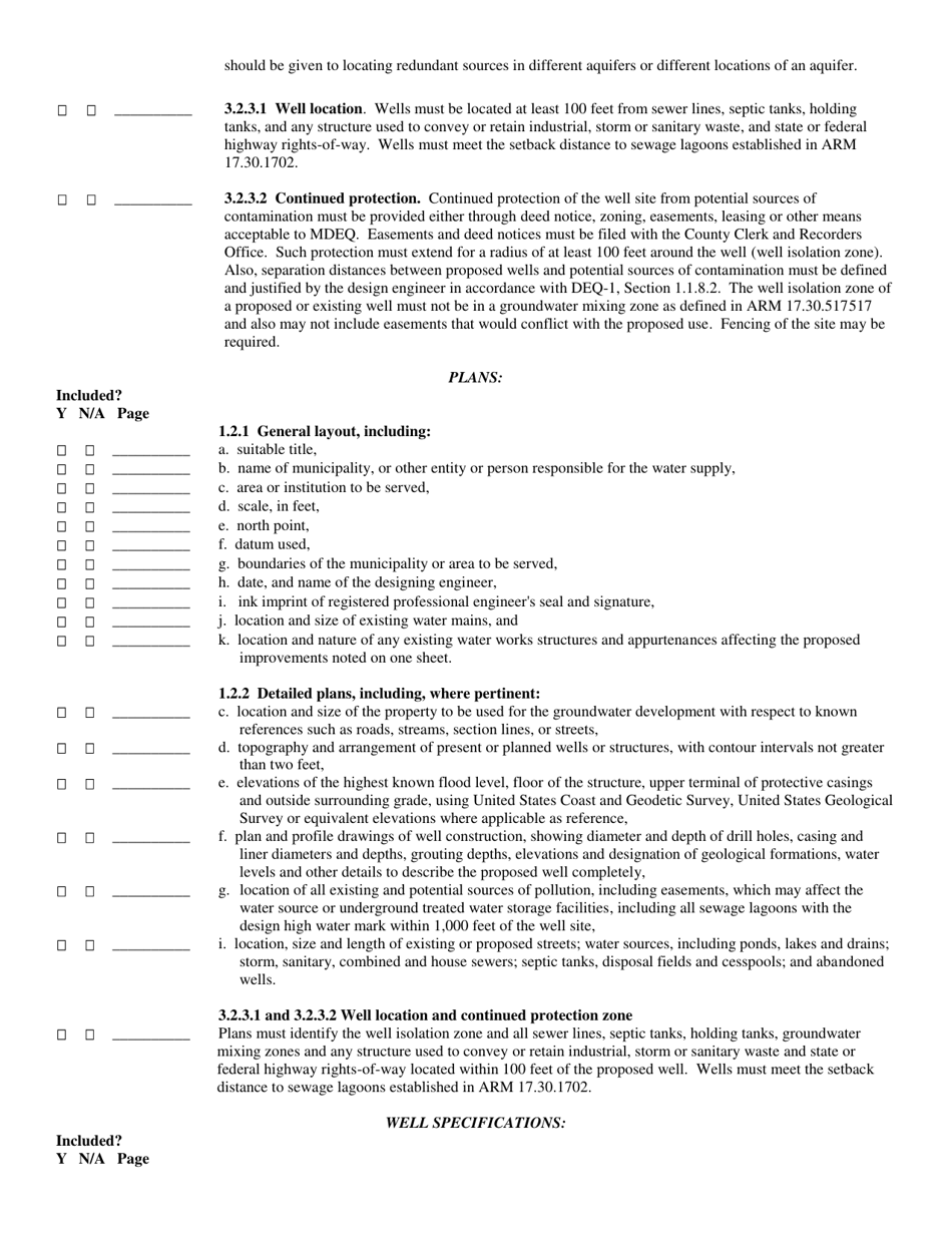 New Community Water Supply Well Expedited Review Checklist - Montana, Page 5