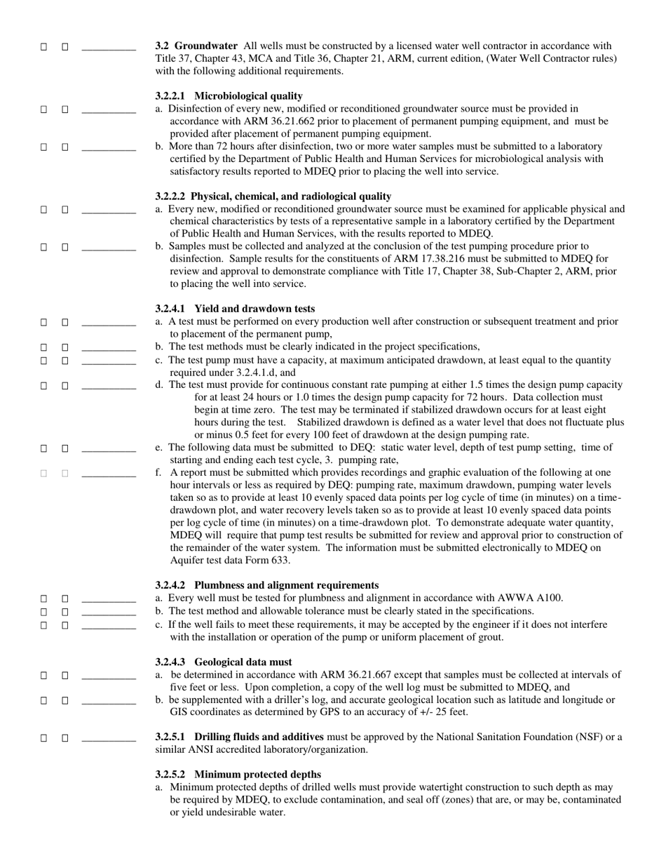 New Community Water Supply Well Expedited Review Checklist - Montana, Page 6