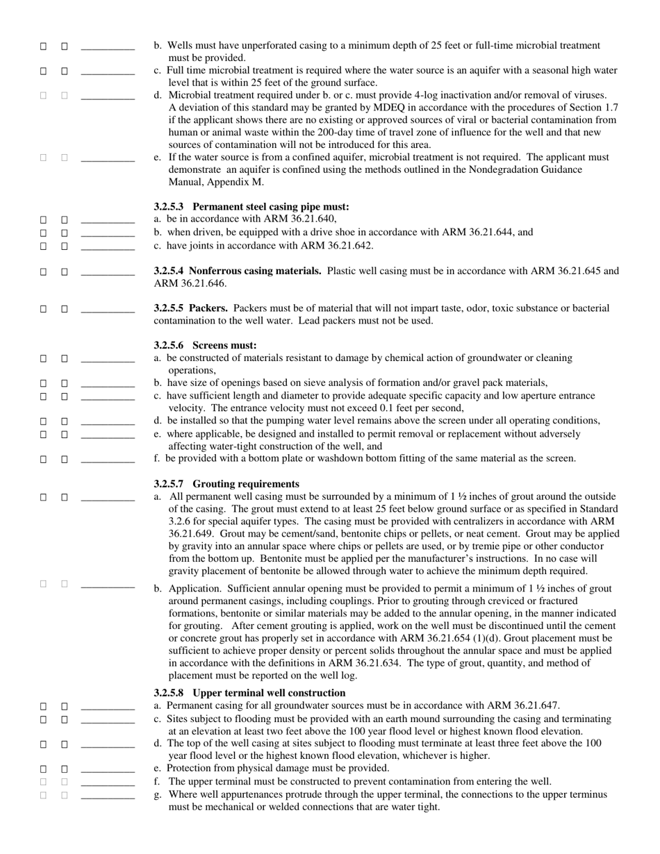 New Community Water Supply Well Expedited Review Checklist - Montana, Page 7