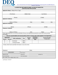 Document preview: Clandestine Methamphetamine Lab Decontamination Certification Application - Montana