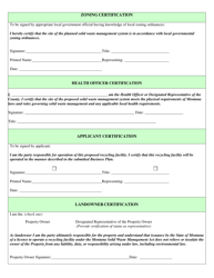 Recycling Collection Facility License Application - Montana, Page 3