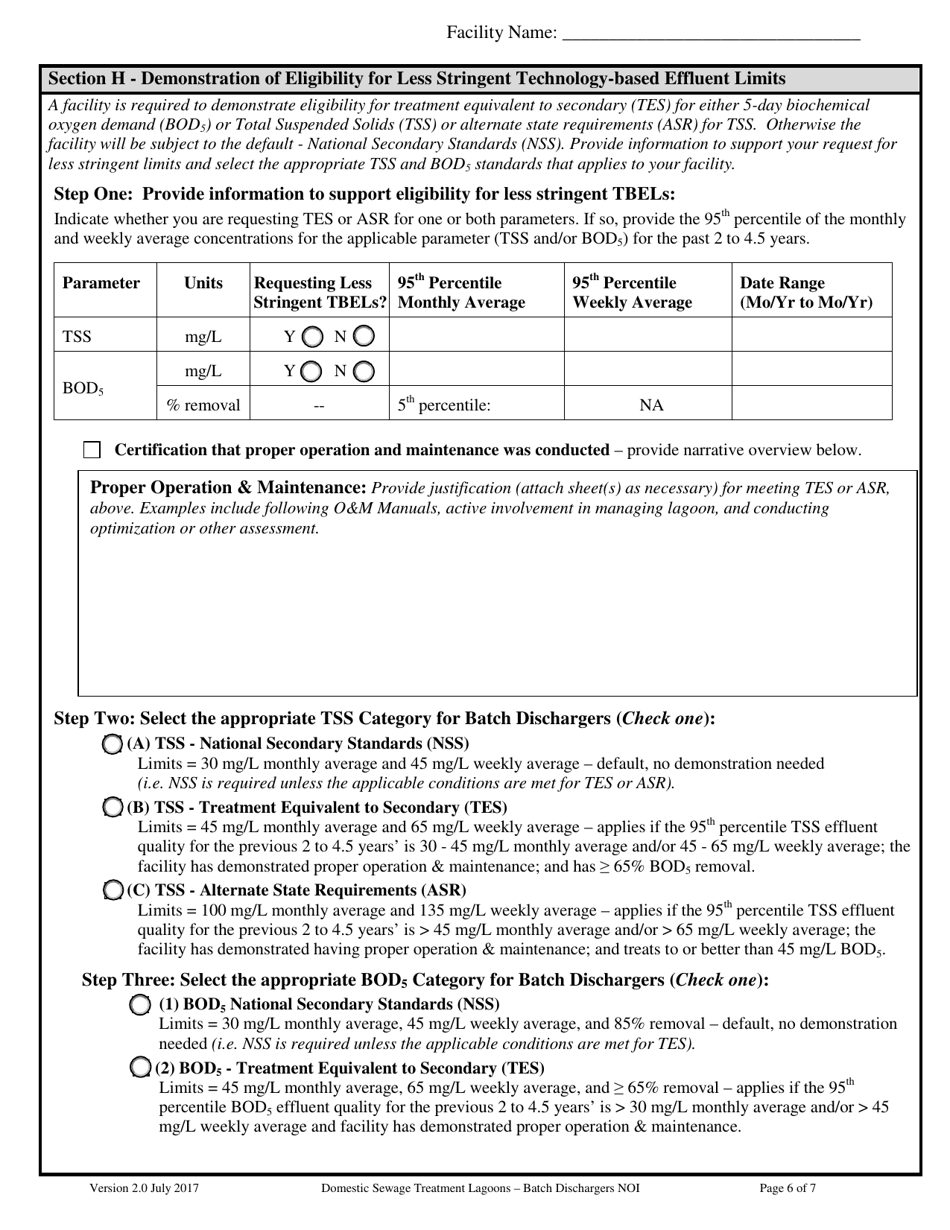 Form NOI-580 Notice of Intent (Noi) Domestic Sewage Treatment Lagoons - Batch Dischargers Mtg580000 - Montana, Page 6