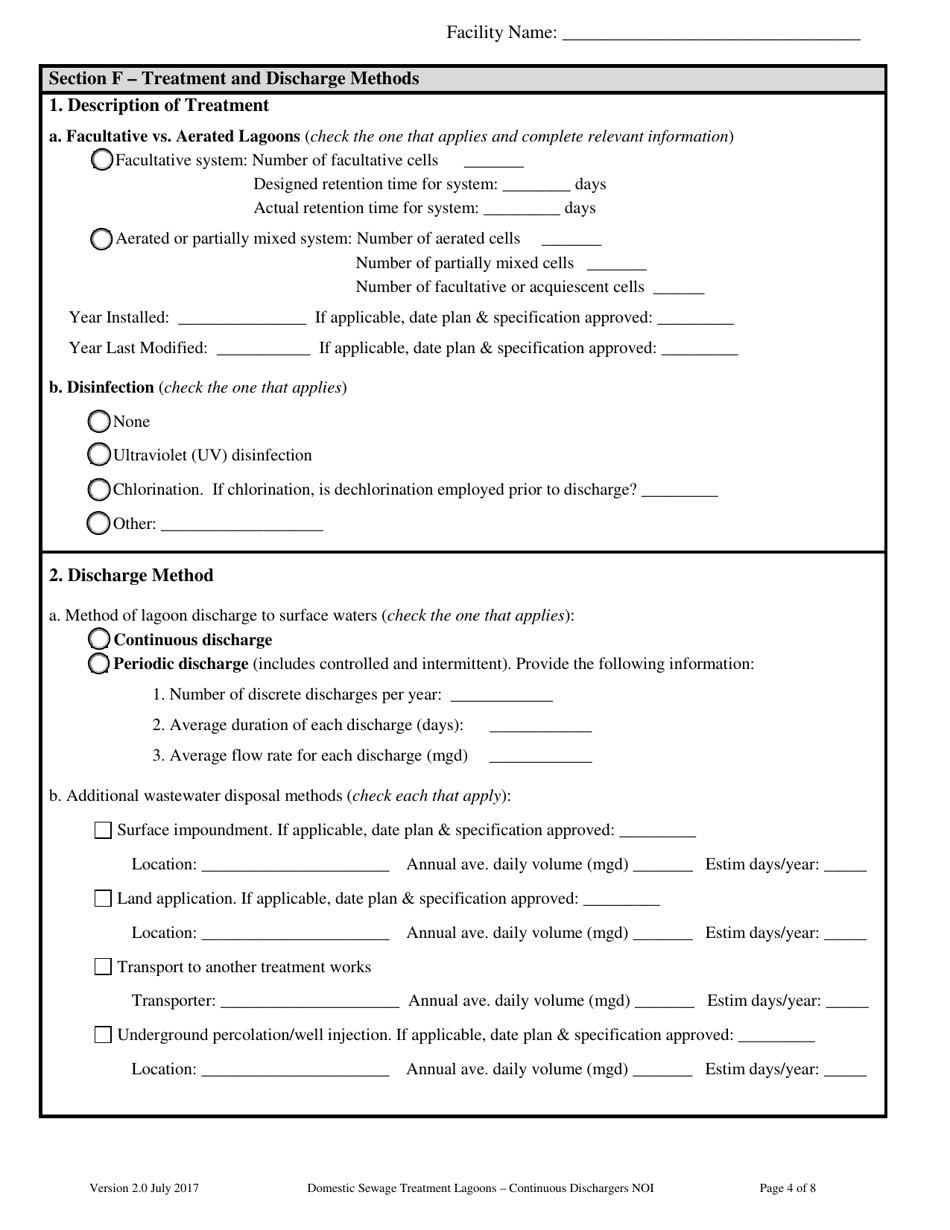 Form NOI-581 Notice of Intent (Noi). Domestic Sewage Treatment Lagoons - Continuous Dischargers Mtg581000 - Montana, Page 4