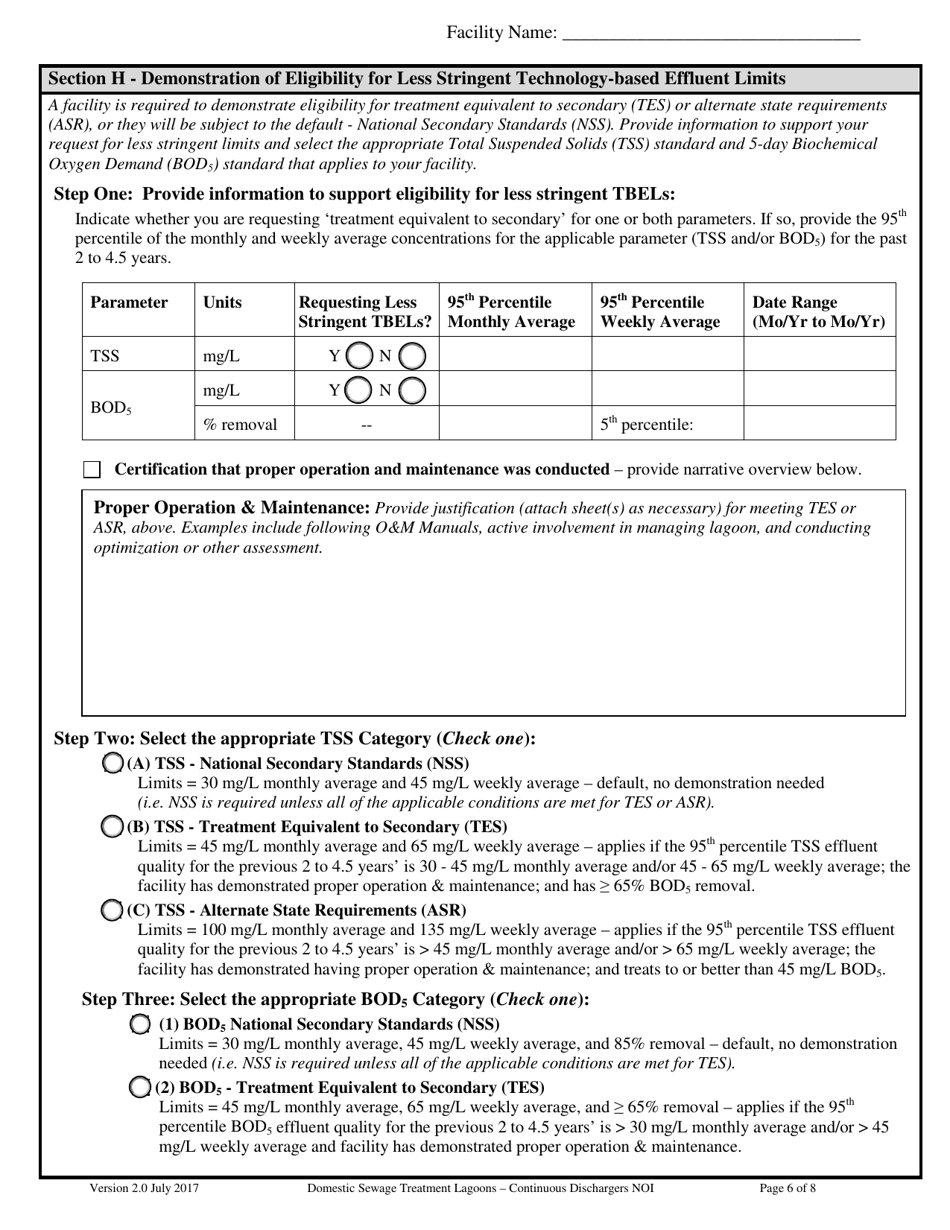 Form NOI-581 Notice of Intent (Noi). Domestic Sewage Treatment Lagoons - Continuous Dischargers Mtg581000 - Montana, Page 6