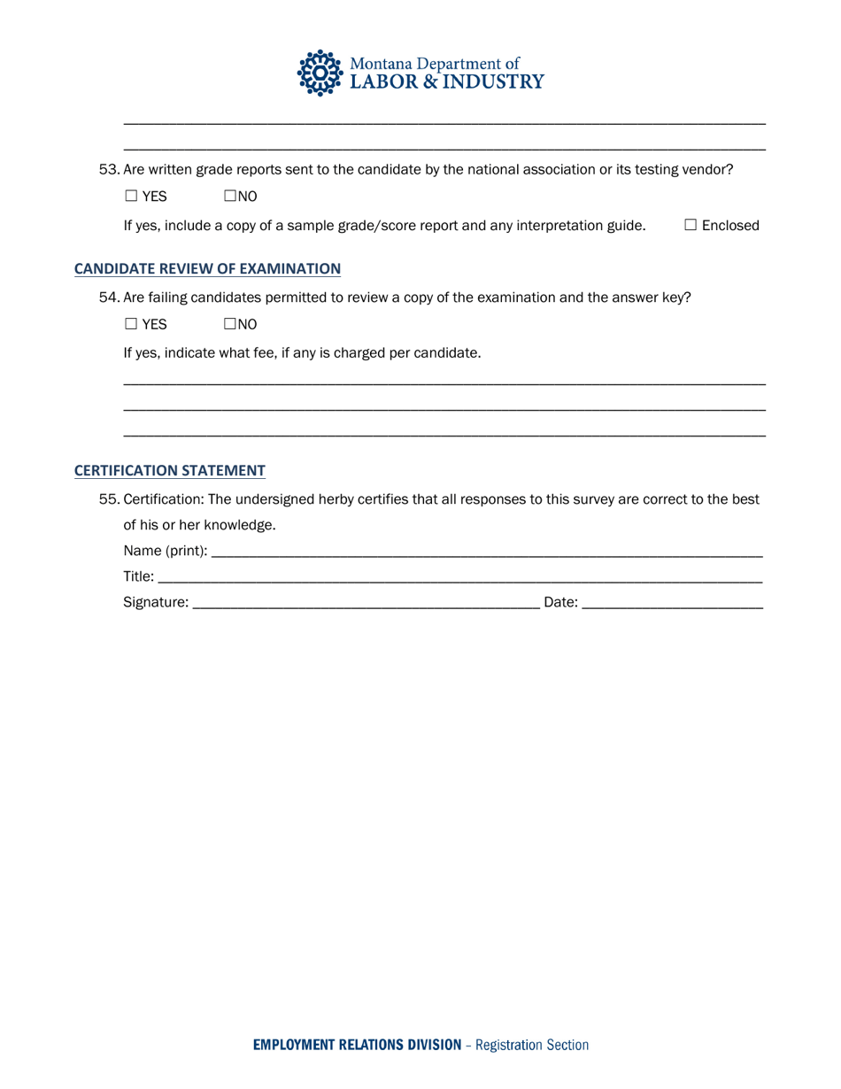 Home Inspector Examination Evaluation Questionnaire - Montana, Page 10