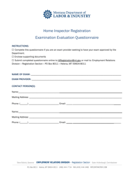 &quot;Home Inspector Examination Evaluation Questionnaire&quot; - Montana
