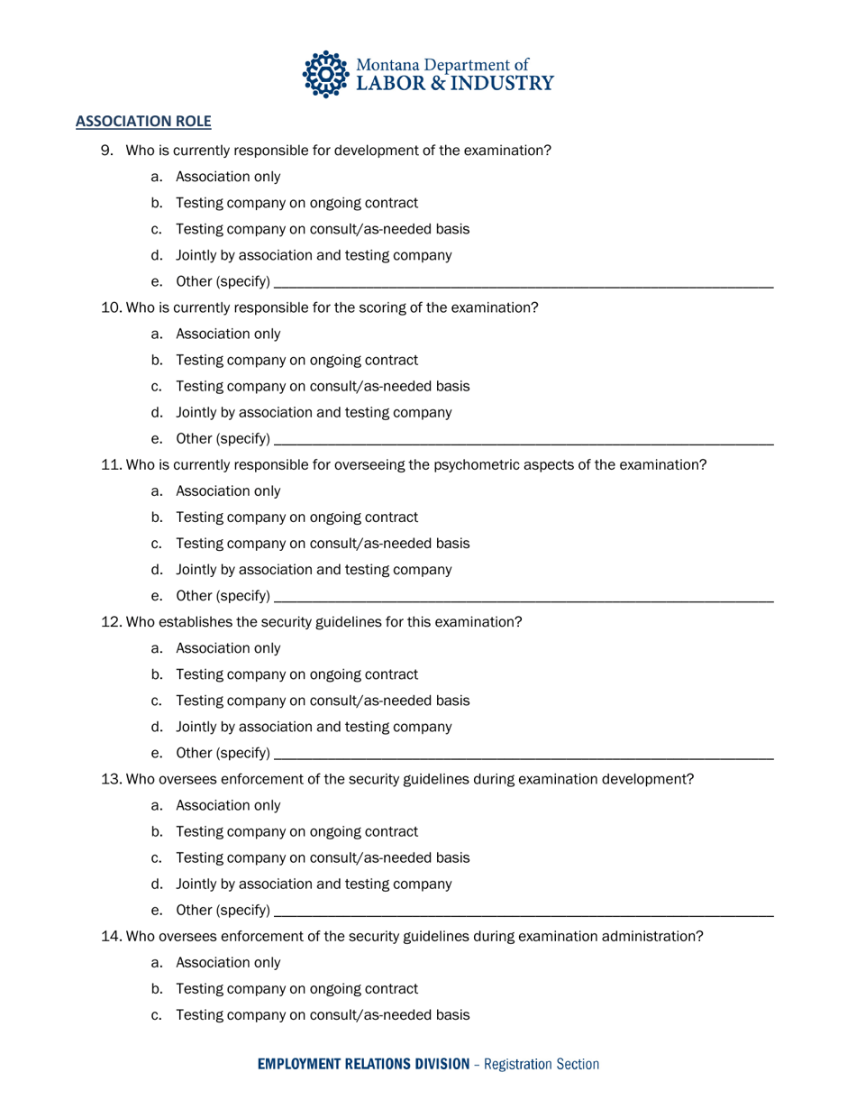 Home Inspector Examination Evaluation Questionnaire - Montana, Page 3