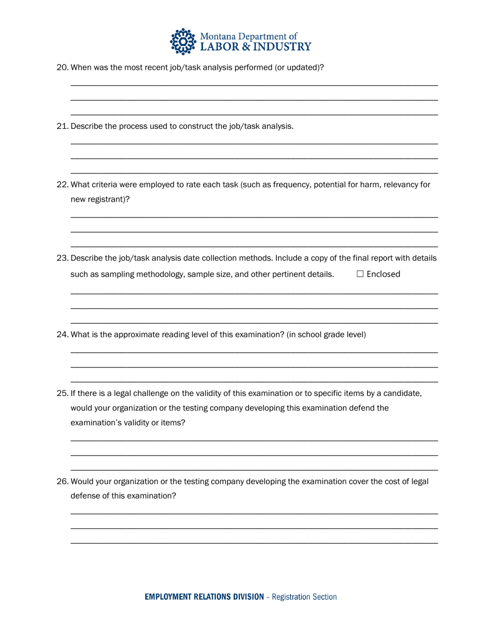 Home Inspector Examination Evaluation Questionnaire - Montana, Page 5