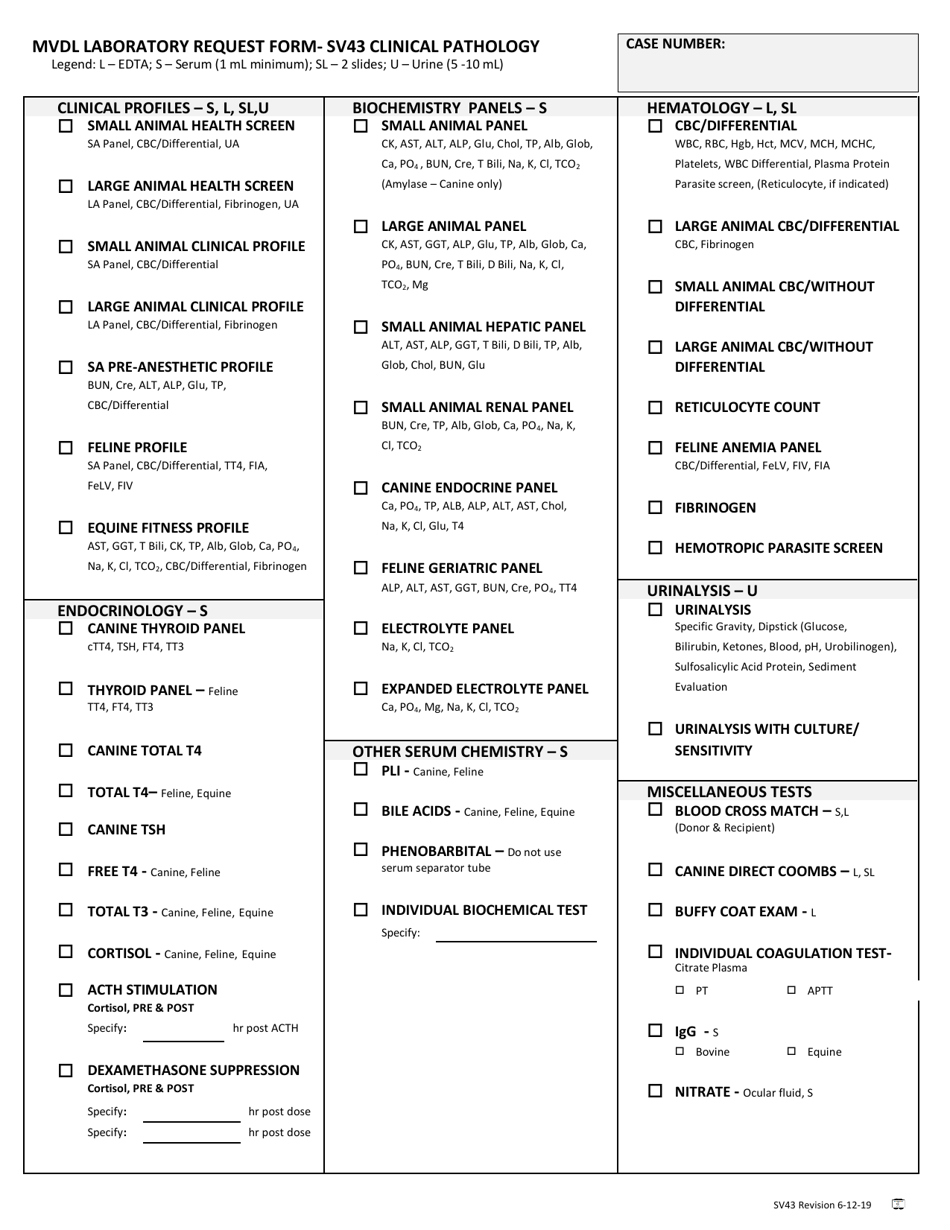 Form SV43 Montana Veterinary Diagnostic Request - Single Animal - Montana, Page 2