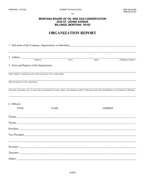 Form 1 Organization Report - Montana