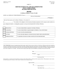 Form 14 Page 1 &quot;Bond (Certificate of Deposit or Letter of Credit)&quot; - Montana