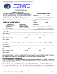 Form 606 IR Irrigation Application for Change of Appropriation Water Right - Montana