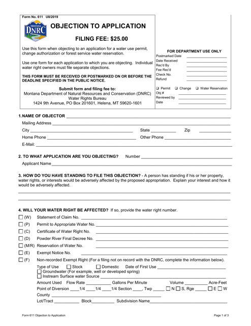 Form 611  Printable Pdf