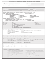 Confirmed or Suspected Report of Tuberculosis Disease - Montana