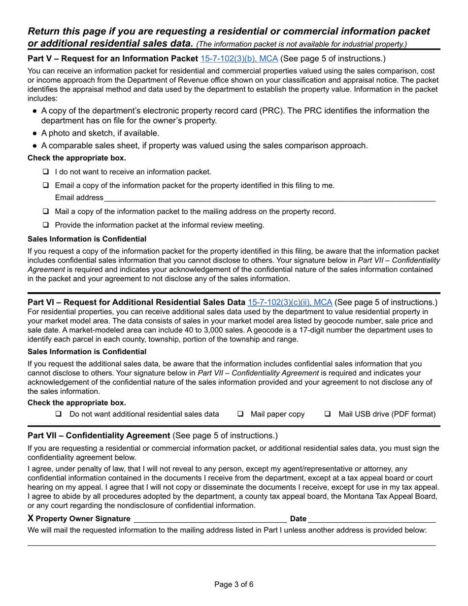 Form AB-26 Request for Informal Classification and Appraisal Review - Montana, Page 3