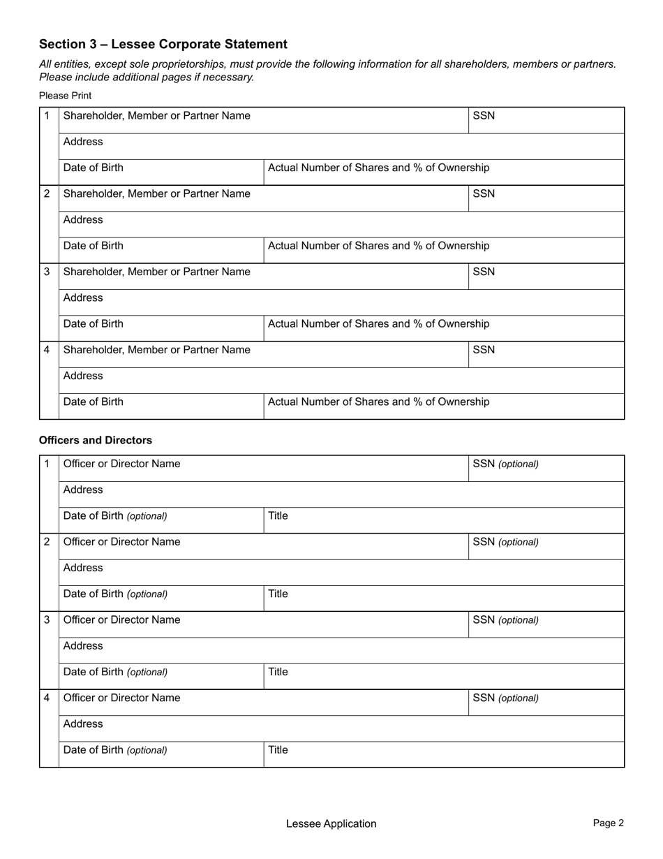 Form ABLL Alcoholic Beverage License Lease Application - Montana, Page 2