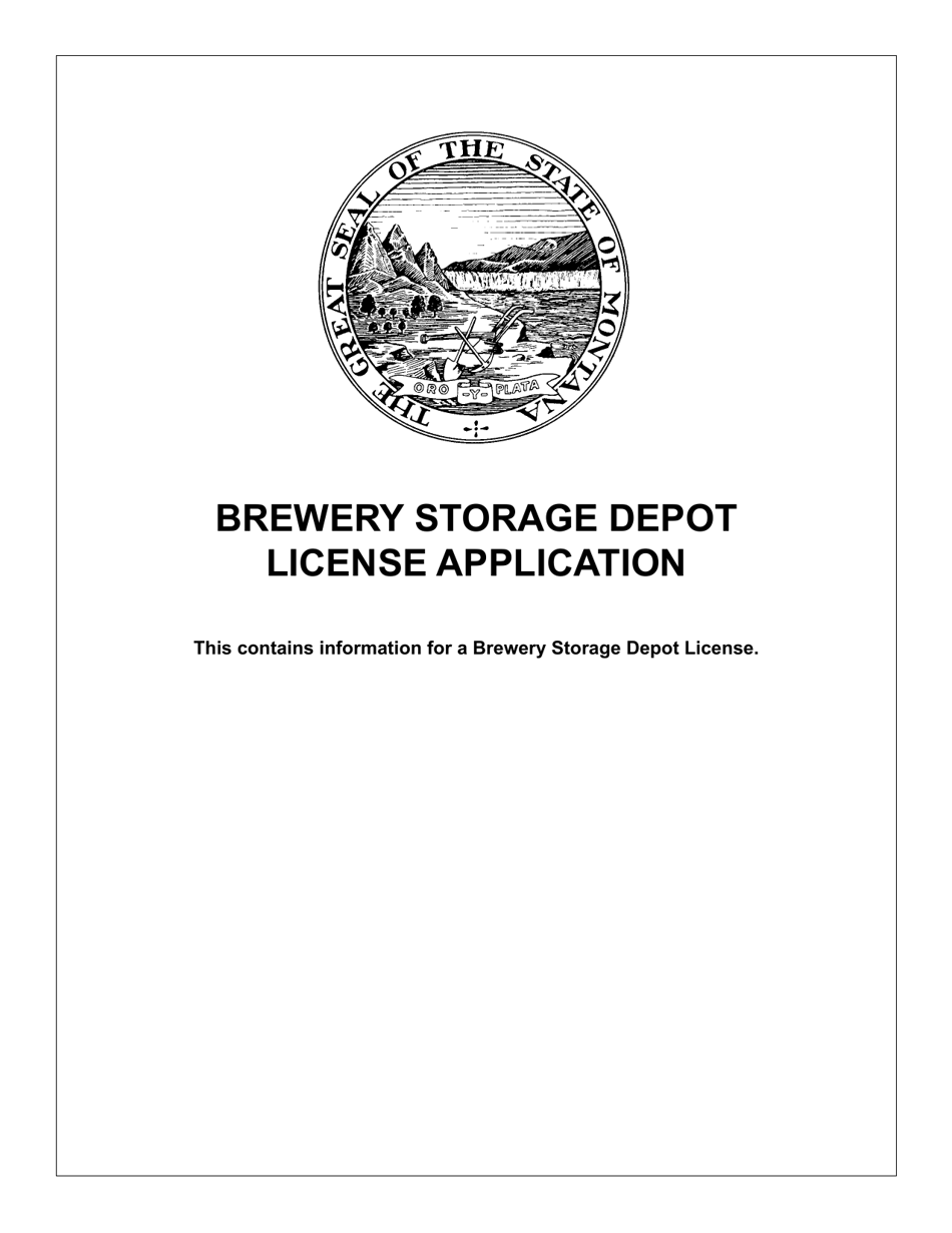 Form BS-DEPOT Brewery Storage Depot License Application - Montana, Page 1