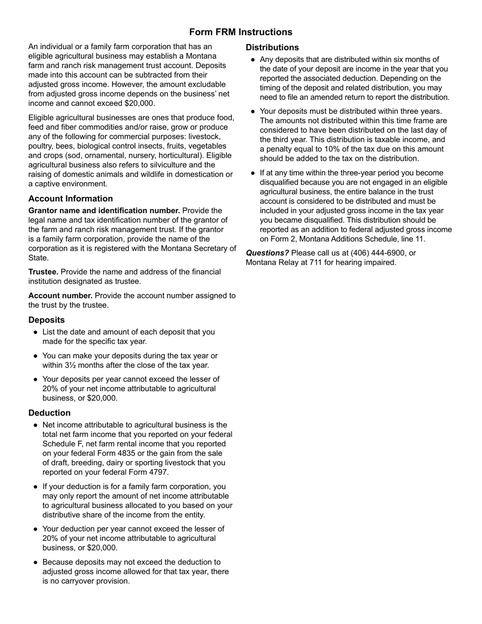 Form FRM Montana Farm and Ranch Risk Management Account - Montana, Page 2
