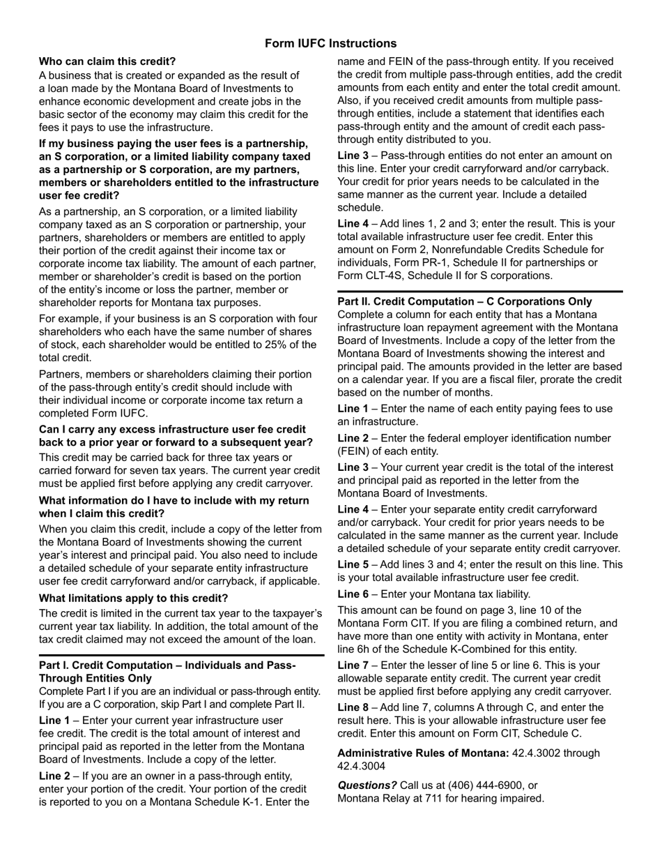 Form IUFC Infrastructure User Fee Credit - Montana, Page 2