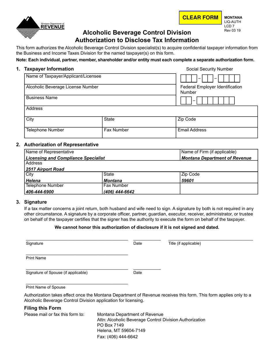 Form LIQAUTH Download Fillable PDF or Fill Online Alcoholic Beverage