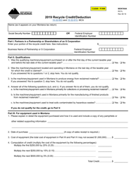 Form RCYL Recycle Credit/Deduction - Montana