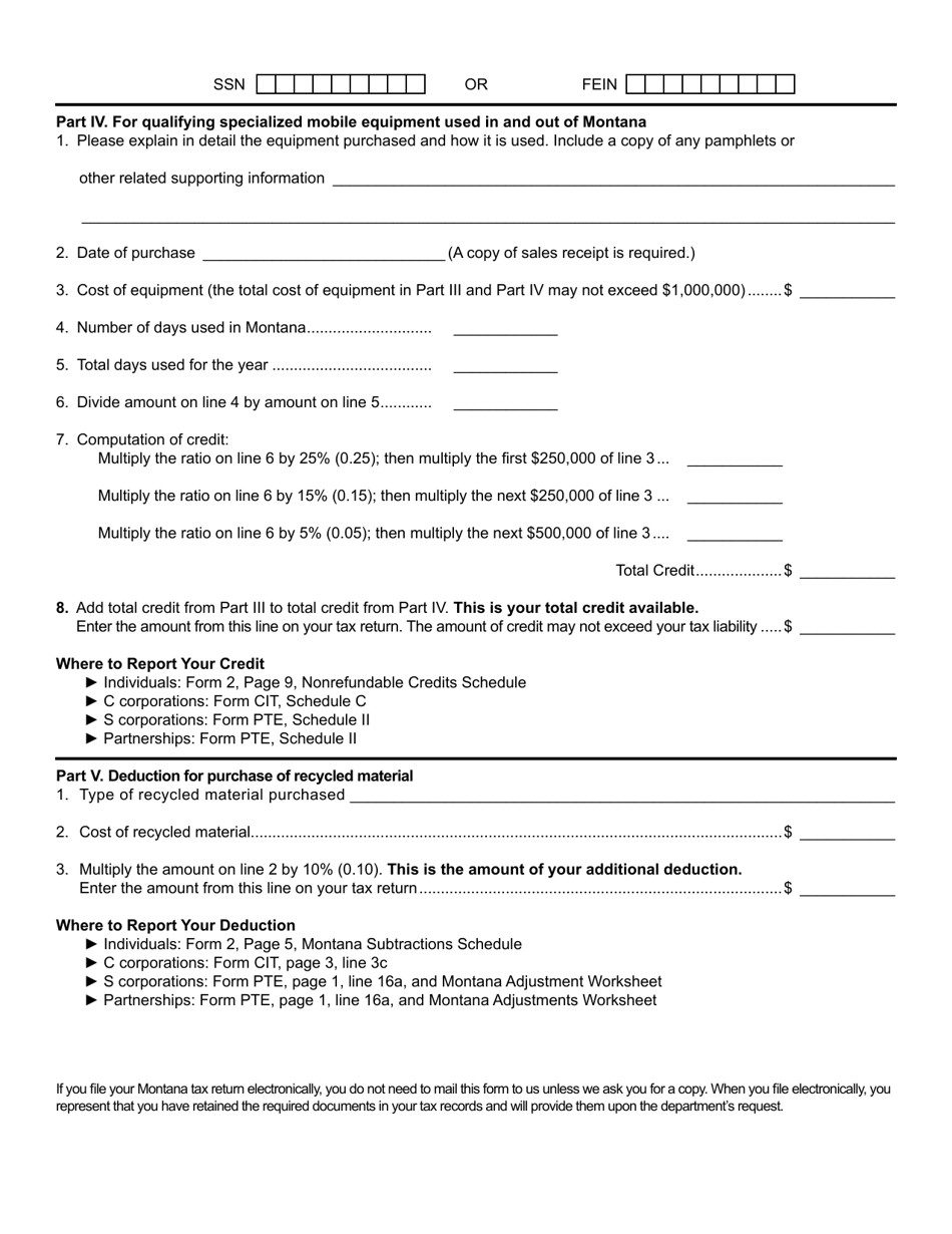 Form RCYL Recycle Credit / Deduction - Montana, Page 2