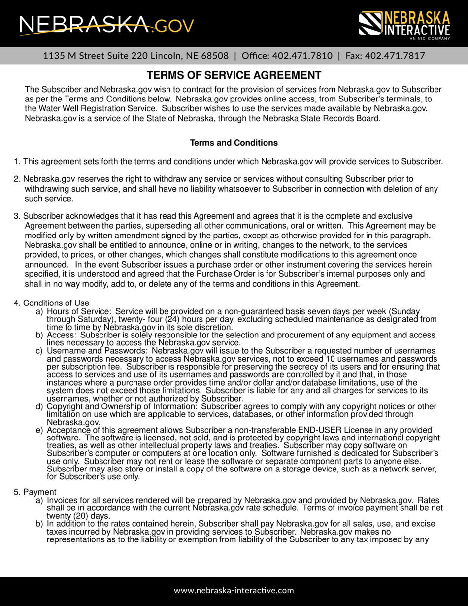 Water Well Service Agreement - Nebraska, Page 3