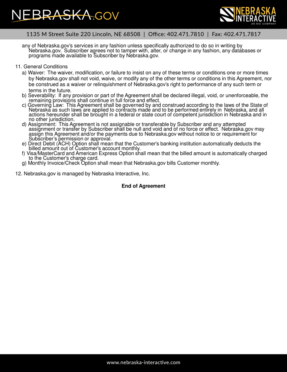 Water Well Service Agreement - Nebraska, Page 5